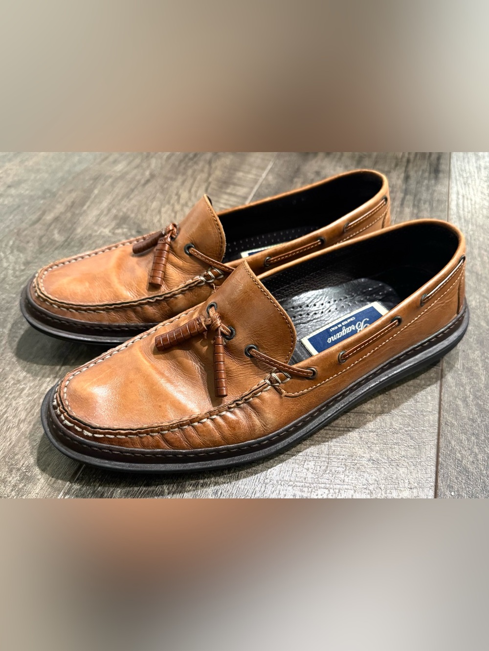 COLE HAAN Bragano Italy Men’s Shoes Loafers Brown Leather with Tassel 9 M